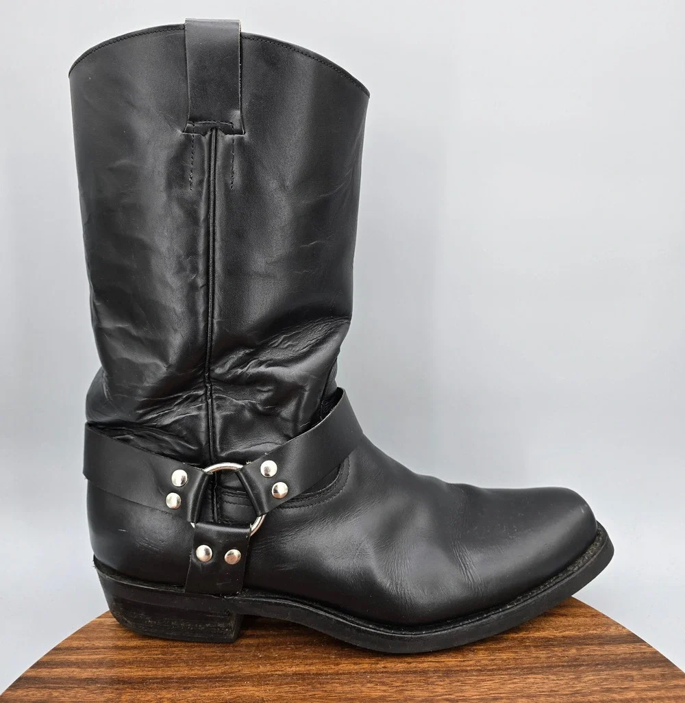 Champion Attitude Boots Mens 15 D Black Leather Harness Mexico Western Cowboy